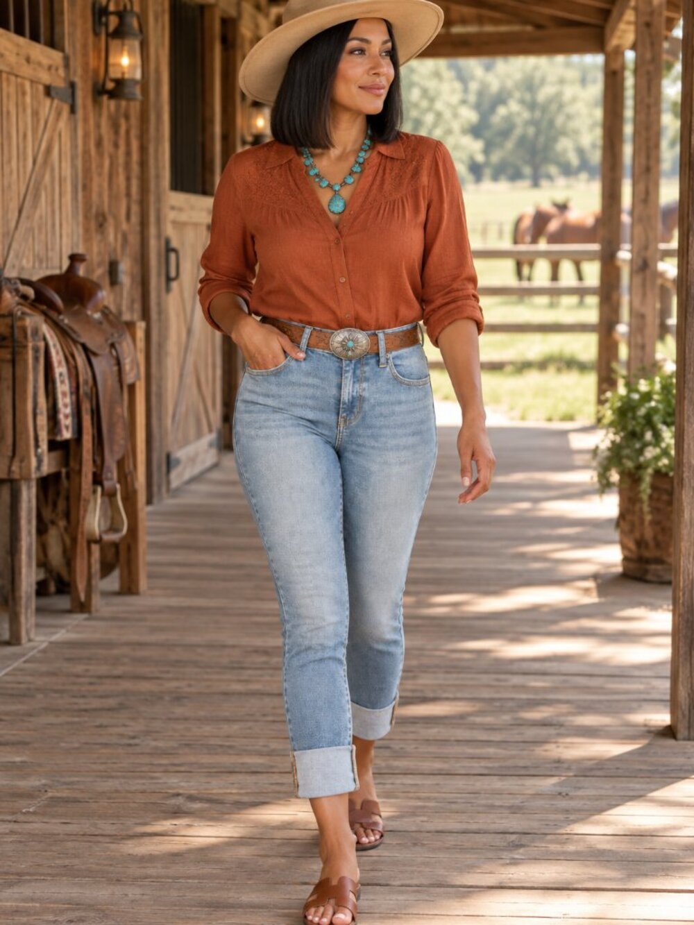 Cuffed Skinny Crop Jeans